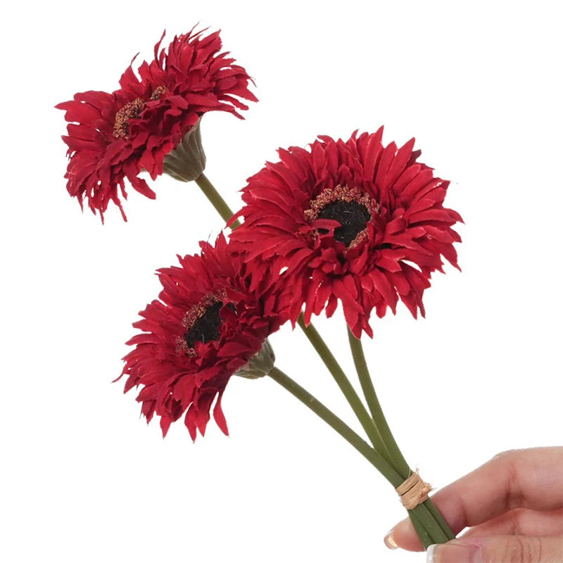 Künstliche Gerbera-Gänseblümchen aus Seide – Realistische Dekoblumen für Hochzeit Brautstrauß Zuhause Tisch Garten & Partydekoration