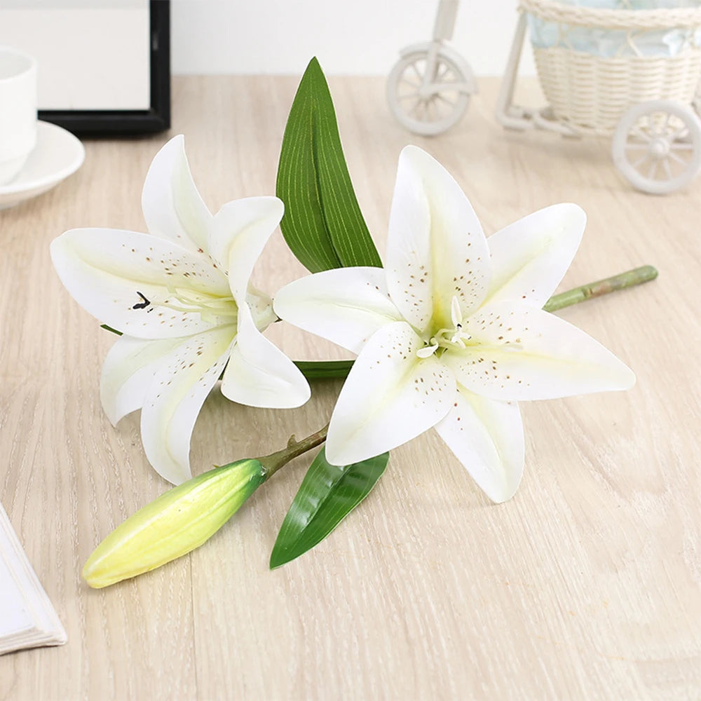 3D Künstlicher Lilienzweig – Realistische Weiße Dekoblumen