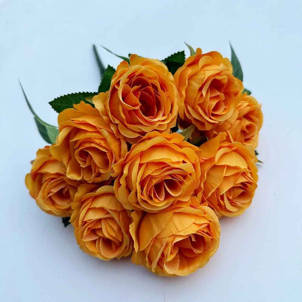 Künstlicher Rosenstrauß mit 9 Blüten – Romantische Dekoblumen