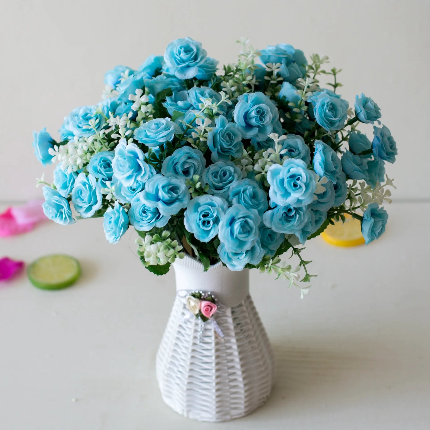 Künstlicher Mini-Rosenstrauß mit 15 Blüten – Dekorative Kunstblumen