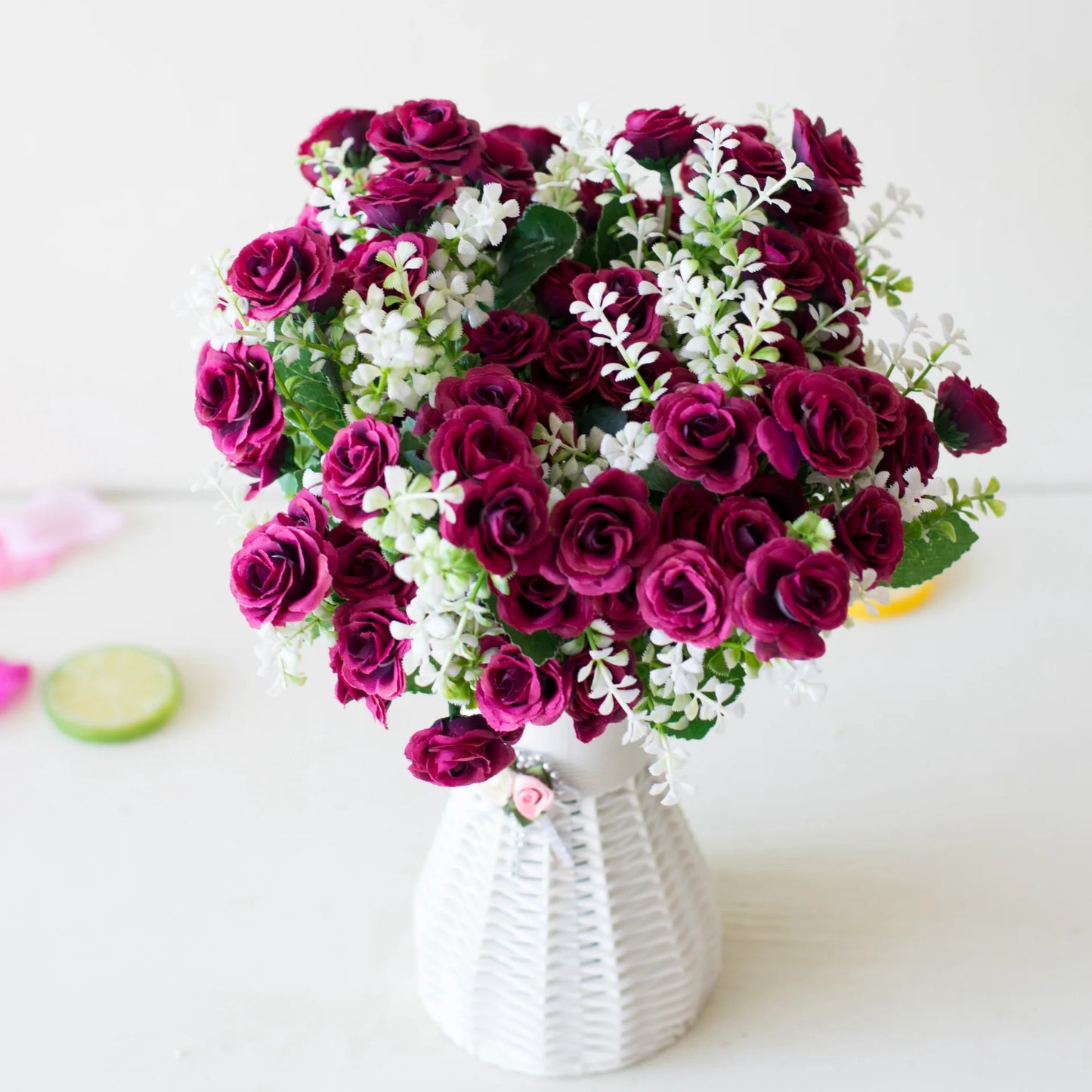 Künstlicher Mini-Rosenstrauß mit 15 Blüten – Dekorative Kunstblumen