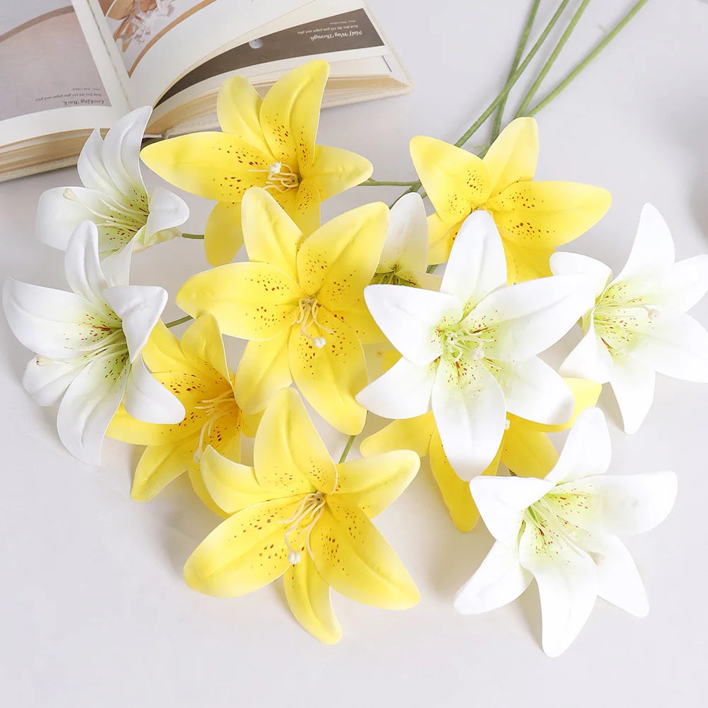 Künstlicher Seiden-Lilienstrauß – Realistische Dekorative Kunstblumen für Zuhause Zimmer Garten Hochzeit Vase & Partydekoration