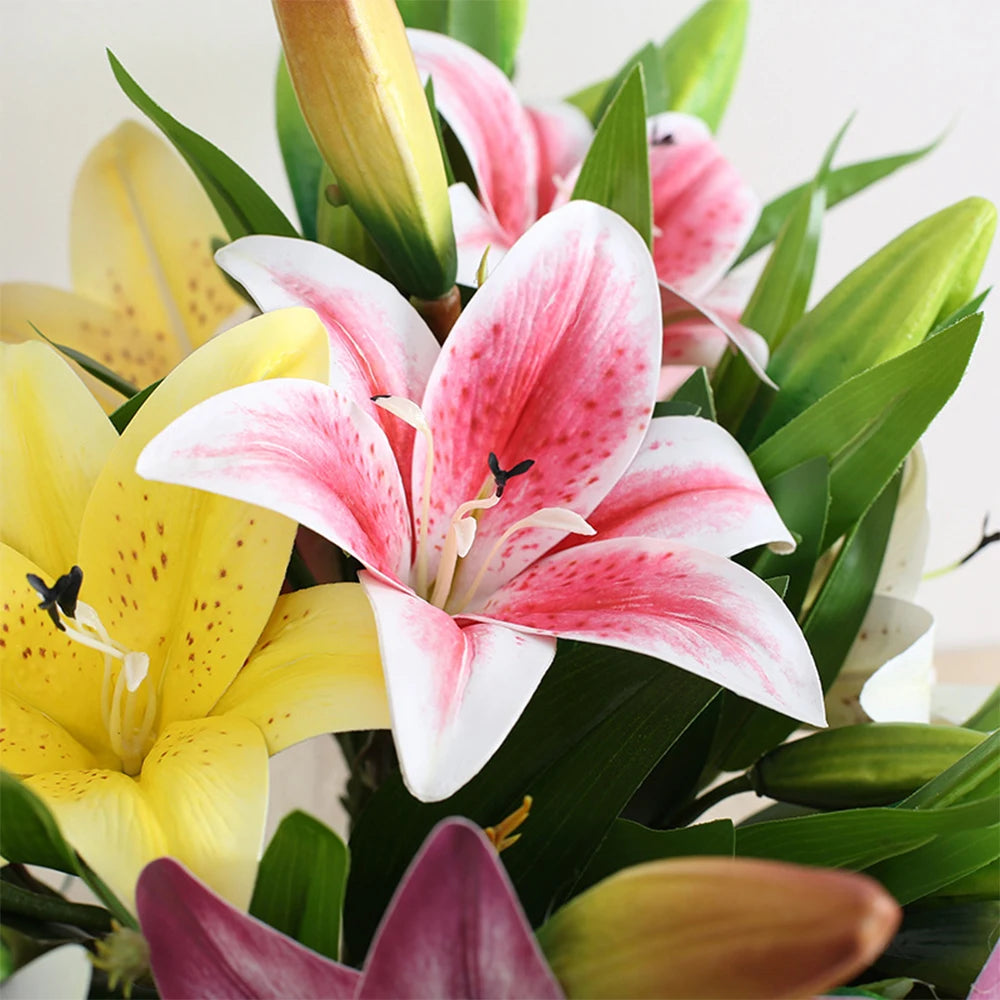 3D Künstlicher Lilienzweig – Realistische Weiße Dekoblumen