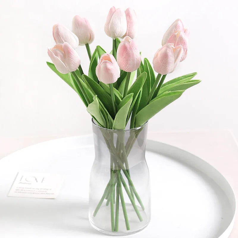 Real-Touch Künstlicher Tulpenstrauß – Realistische Dekorative Kunsttulpen für Zuhause Hochzeit Zimmer Vase & DIY-Blumenarrangements