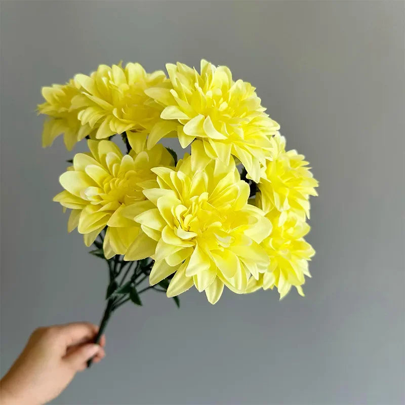 Künstlicher Dahlienstrauß mit 7 Blüten – Dekorative Kunstblumen