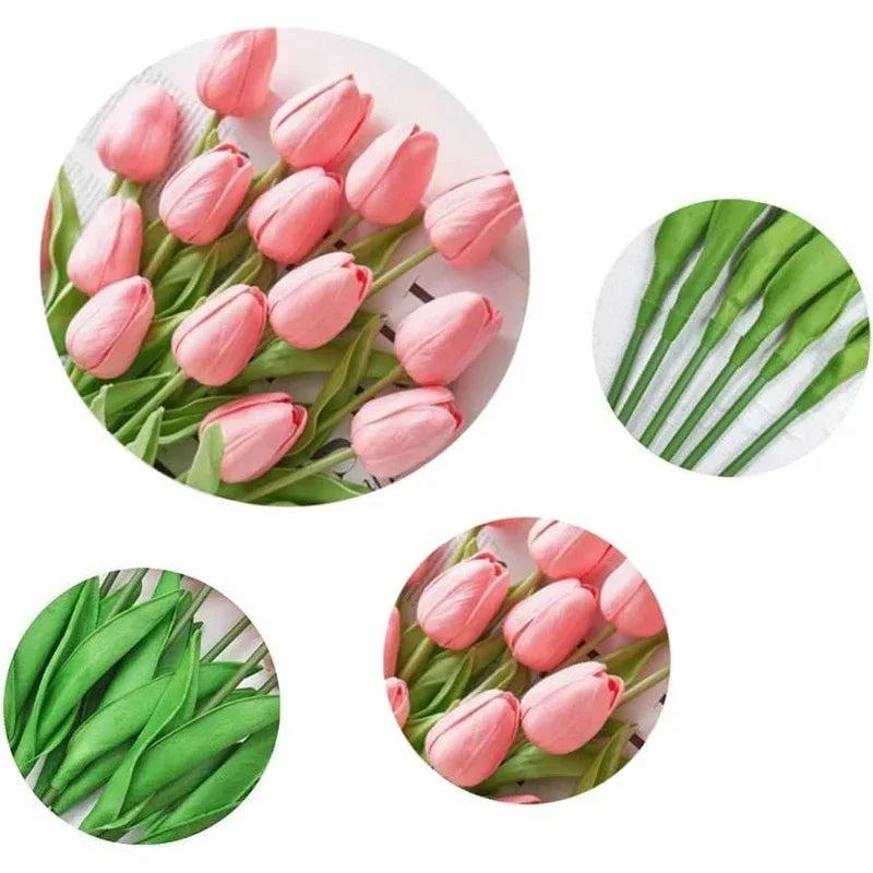 Real-Touch Künstlicher Tulpenstrauß – Realistische Dekorative Kunsttulpen für Zuhause Hochzeit Zimmer Vase & DIY-Blumenarrangements