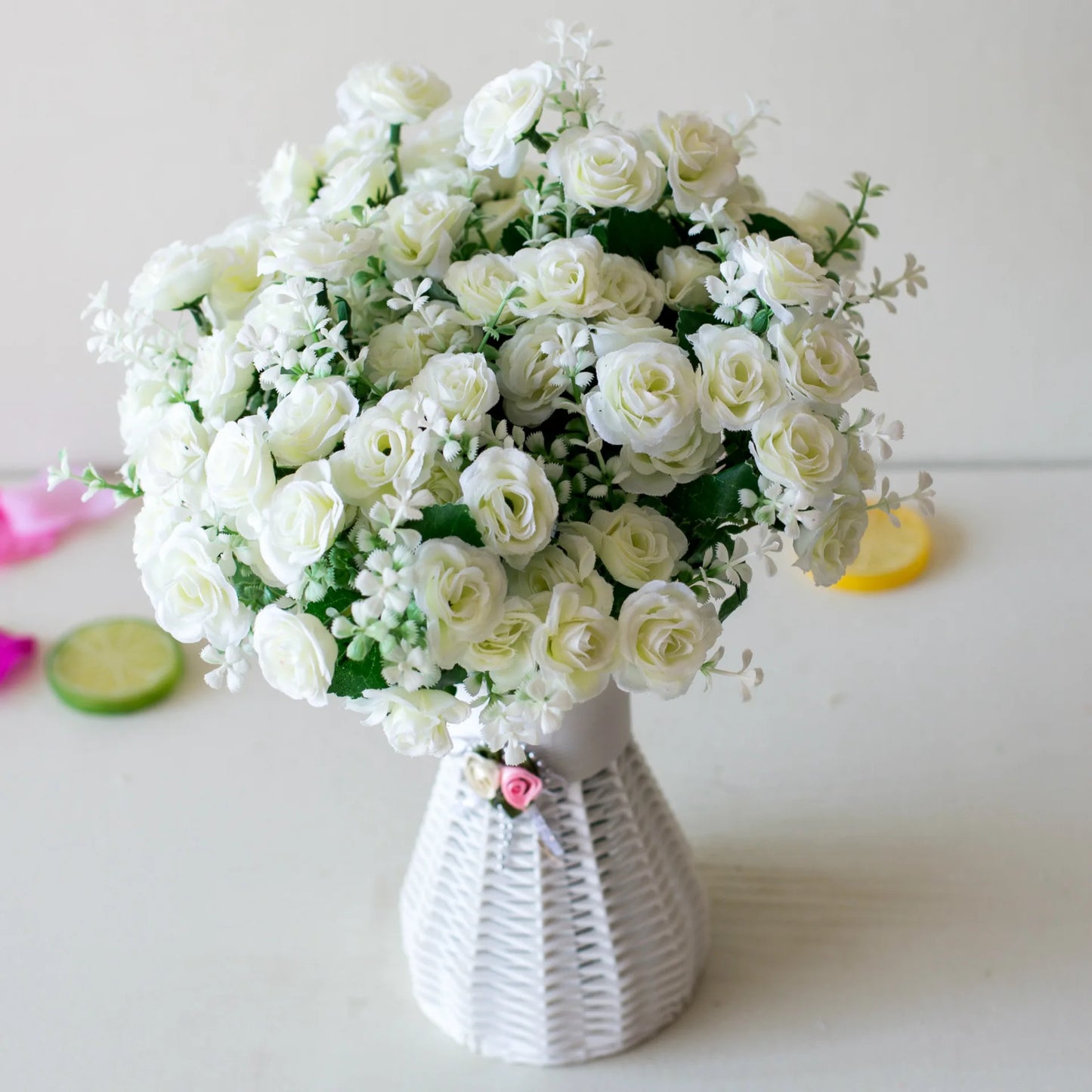Künstlicher Mini-Rosenstrauß mit 15 Blüten – Dekorative Kunstblumen