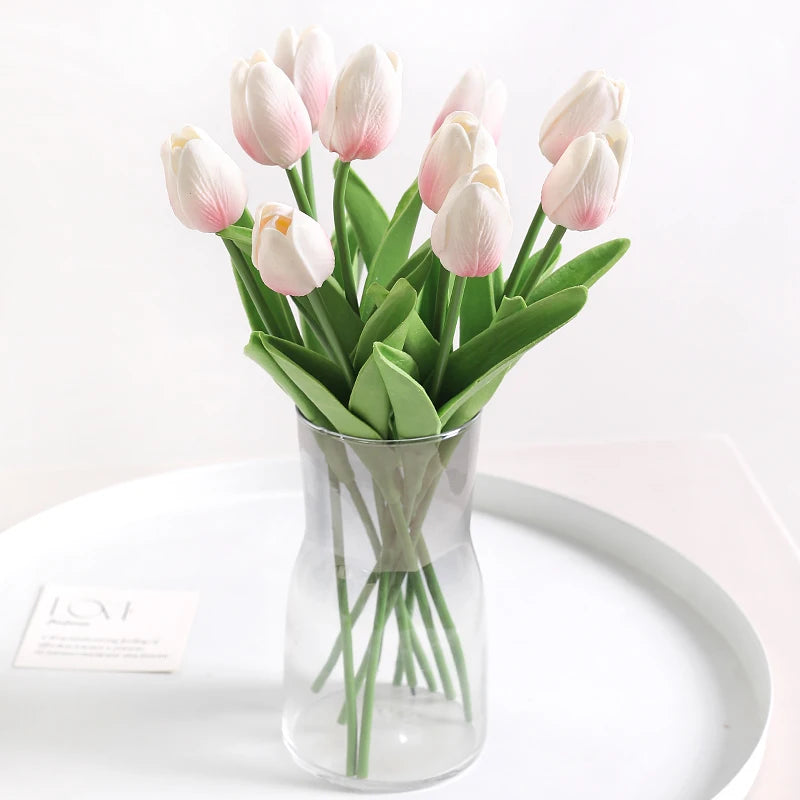 Real-Touch Künstlicher Tulpenstrauß – Realistische Dekorative Kunsttulpen für Zuhause Hochzeit Zimmer Vase & DIY-Blumenarrangements