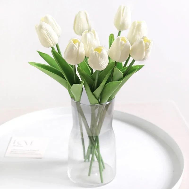 Real-Touch Künstlicher Tulpenstrauß – Realistische Dekorative Kunsttulpen für Zuhause Hochzeit Zimmer Vase & DIY-Blumenarrangements