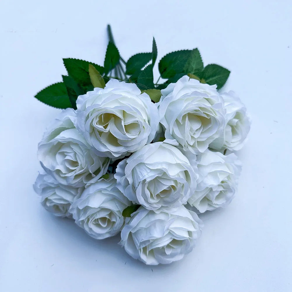 Künstlicher Rosenstrauß mit 9 Blüten – Romantische Dekoblumen