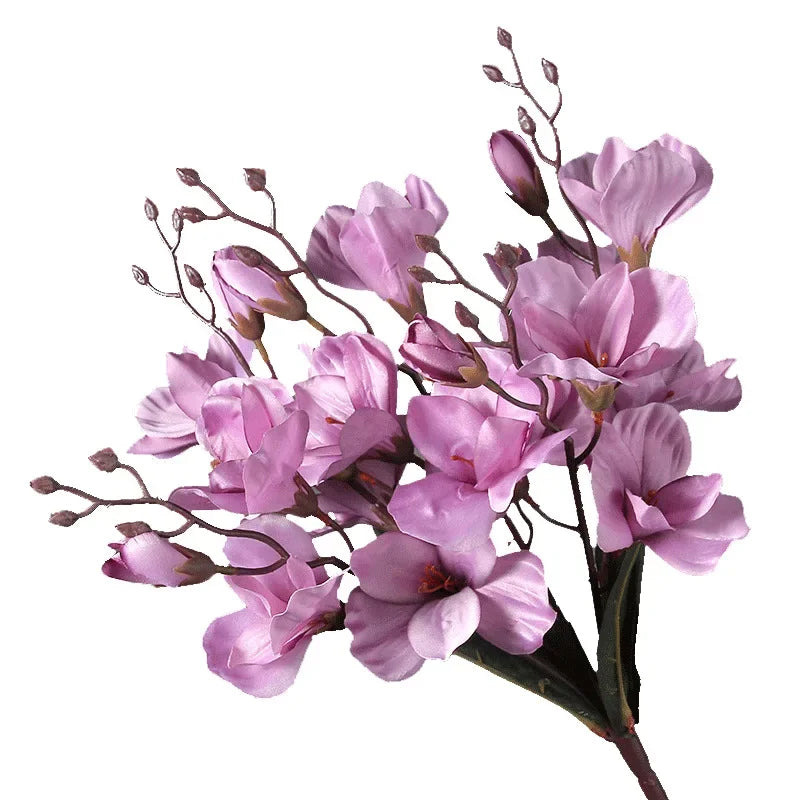 Künstlicher Magnolienstrauß mit 20 Blüten – 5-Zweig Dekoblumen