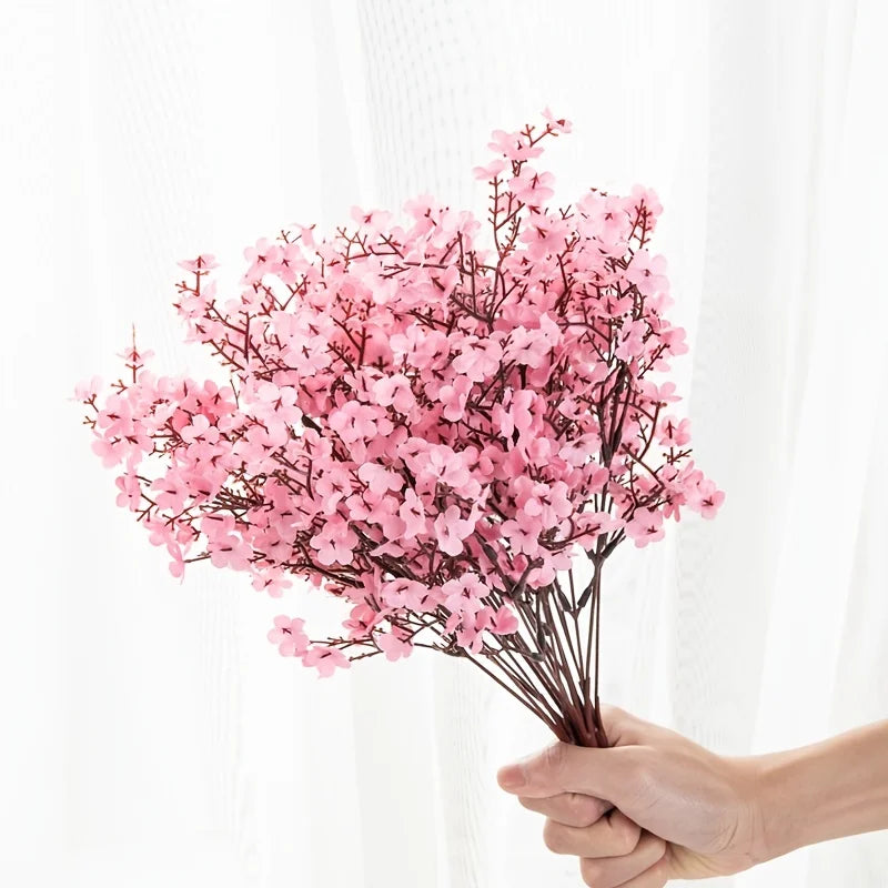 Künstlicher Schleierkraut-Zweig in Pfirsich – Seiden-Dekoblumen