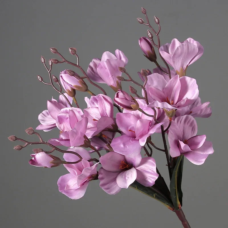 Künstlicher Magnolienstrauß mit 20 Blüten – 5-Zweig Dekoblumen