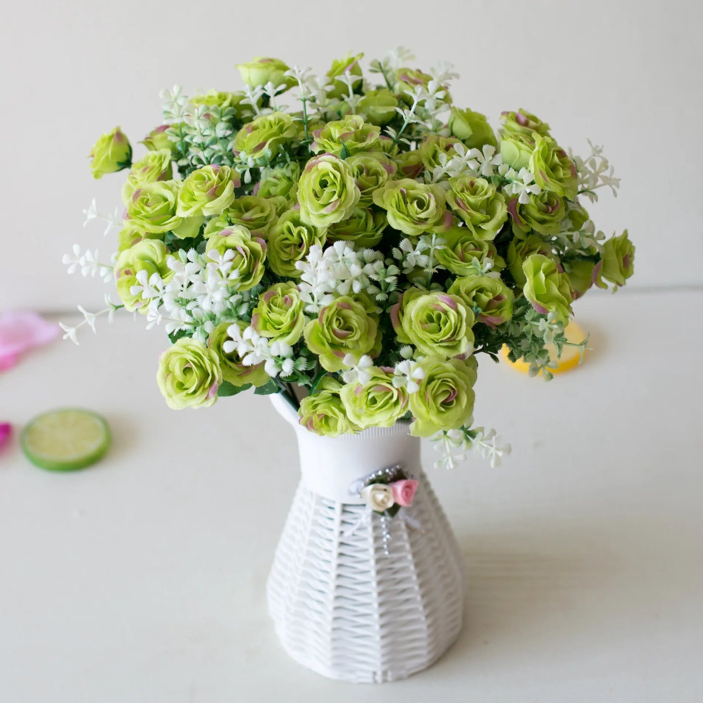 Künstlicher Mini-Rosenstrauß mit 15 Blüten – Dekorative Kunstblumen