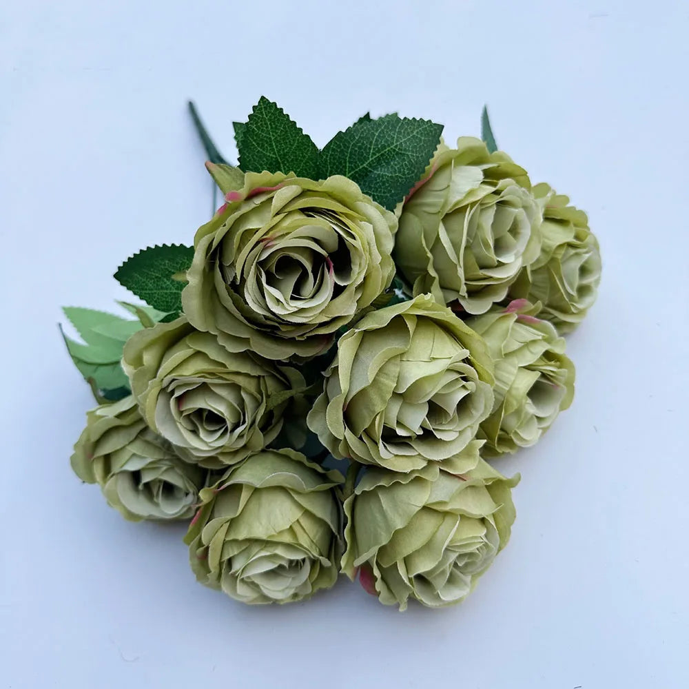 Künstlicher Rosenstrauß mit 9 Blüten – Romantische Dekoblumen