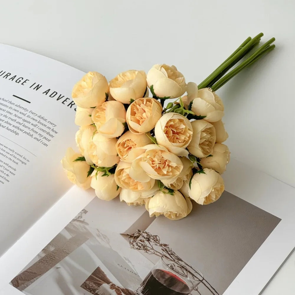 Künstlicher Rosenstrauß mit 27 Blüten – Vintage Dekoblumen