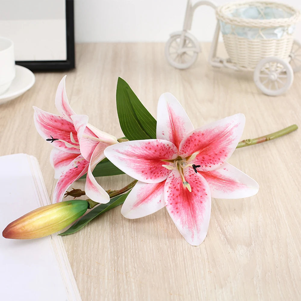 3D Künstlicher Lilienzweig – Realistische Weiße Dekoblumen