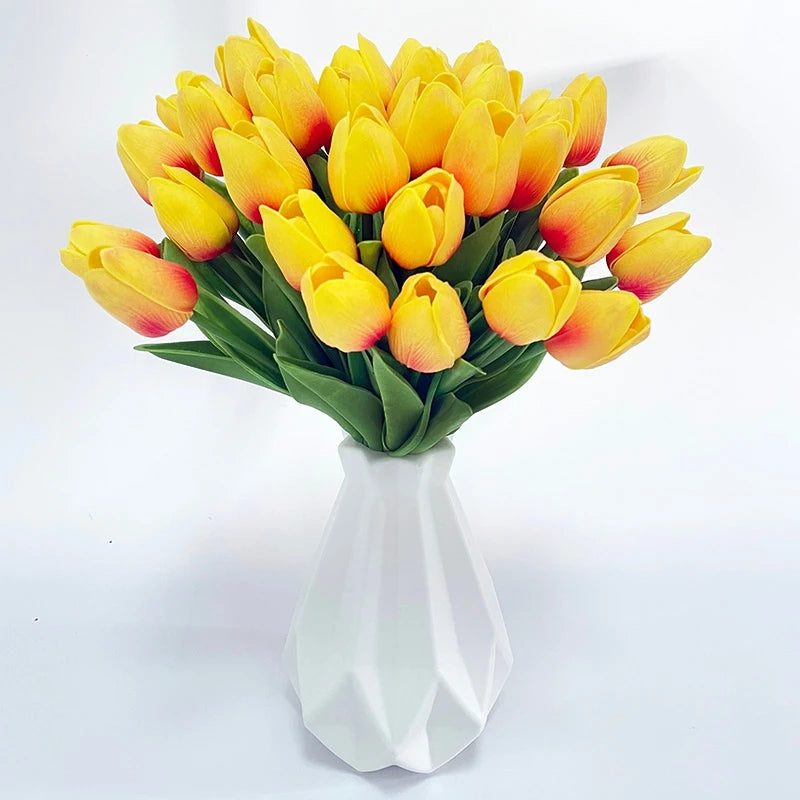 Real-Touch Künstlicher Tulpenstrauß – Realistische Dekorative Kunsttulpen für Zuhause Hochzeit Zimmer Vase & DIY-Blumenarrangements
