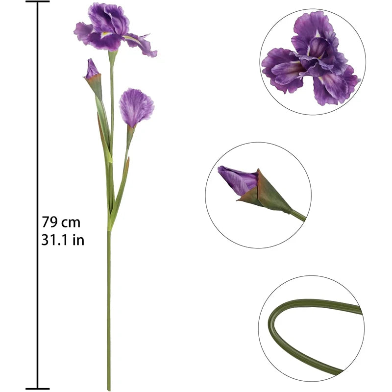 Künstlicher Seiden-Irisstrauß – Langstielige Dekoblumen