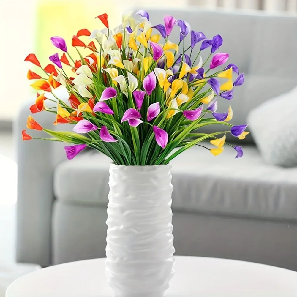 Künstlicher Calla-Lilienstrauß mit UV-Schutz – Realistische Dekorative Kunstblumen für Zuhause Zimmer Vase & Blumenarrangements