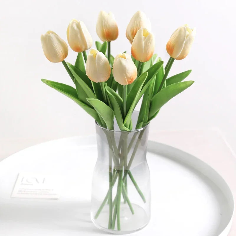 Real-Touch Künstlicher Tulpenstrauß – Realistische Dekorative Kunsttulpen für Zuhause Hochzeit Zimmer Vase & DIY-Blumenarrangements