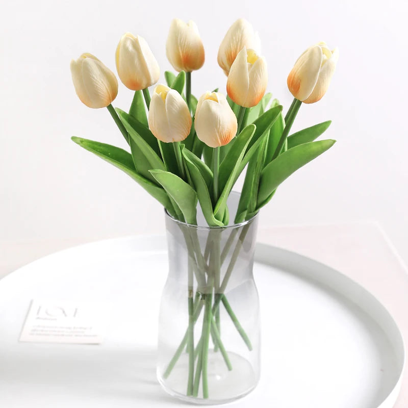 Real-Touch Künstlicher Tulpenstrauß – Realistische Dekorative Kunsttulpen für Zuhause Hochzeit Zimmer Vase & DIY-Blumenarrangements