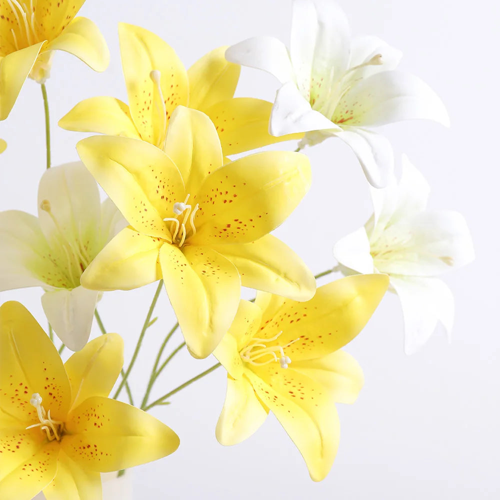 Künstlicher Seiden-Lilienstrauß – Realistische Dekorative Kunstblumen für Zuhause Zimmer Garten Hochzeit Vase & Partydekoration