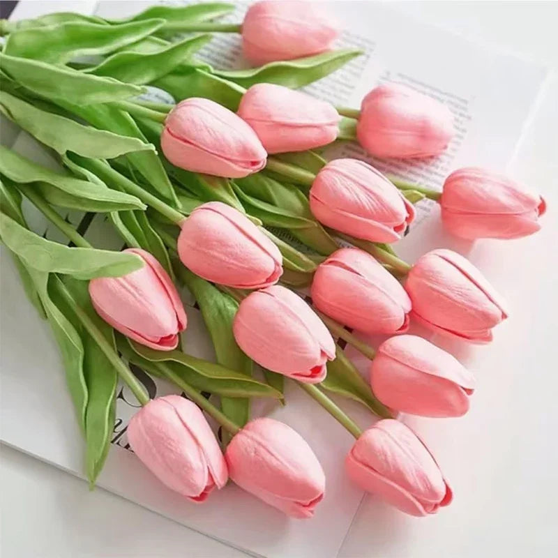 Real-Touch Künstlicher Tulpenstrauß – Realistische Dekorative Kunsttulpen für Zuhause Hochzeit Zimmer Vase & DIY-Blumenarrangements