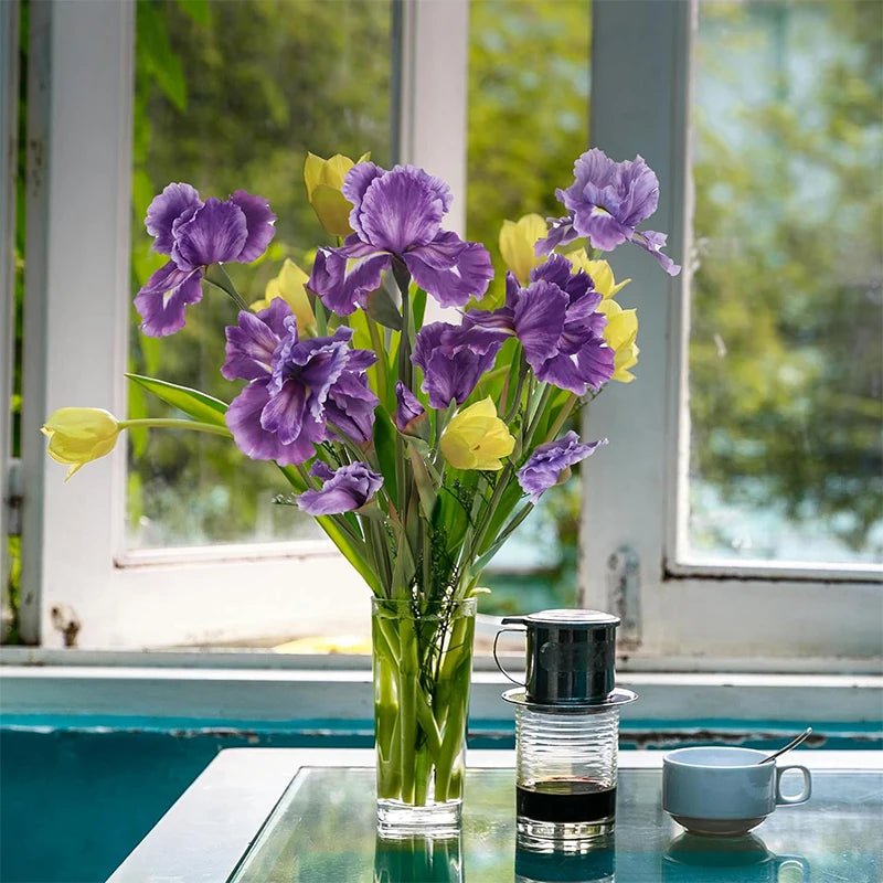 Künstlicher Seiden-Irisstrauß – Langstielige Dekoblumen