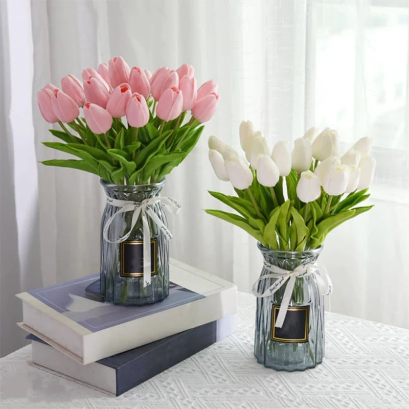 Real-Touch Künstlicher Tulpenstrauß – Realistische Dekorative Kunsttulpen für Zuhause Hochzeit Zimmer Vase & DIY-Blumenarrangements