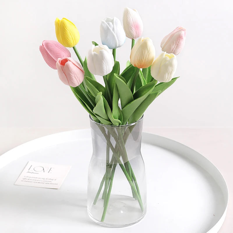 Real-Touch Künstlicher Tulpenstrauß – Realistische Dekorative Kunsttulpen für Zuhause Hochzeit Zimmer Vase & DIY-Blumenarrangements
