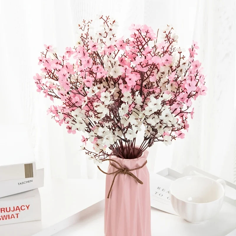 Künstlicher Schleierkraut-Zweig in Pfirsich – Seiden-Dekoblumen