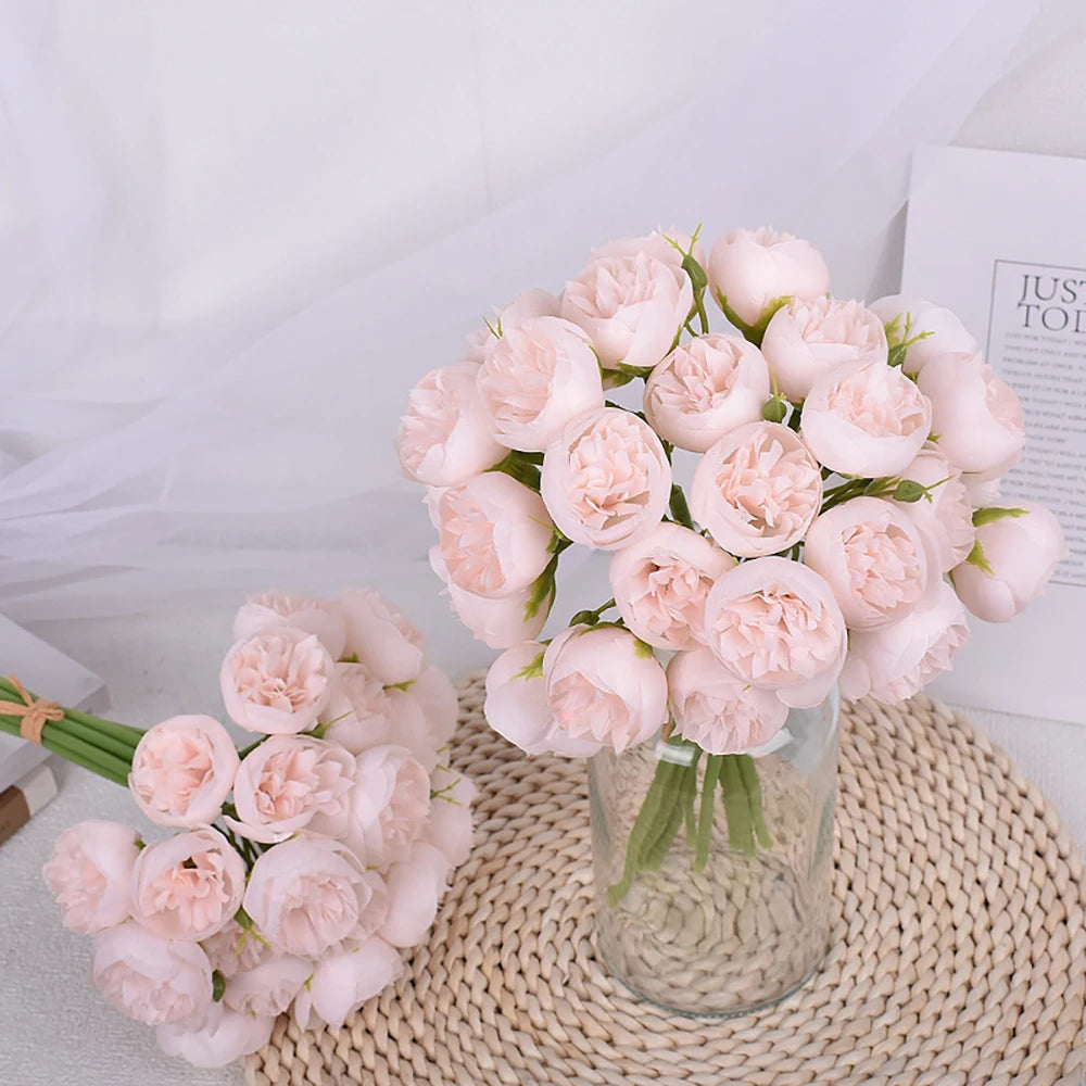 Künstlicher Rosenstrauß mit 27 Blüten – Vintage Dekoblumen