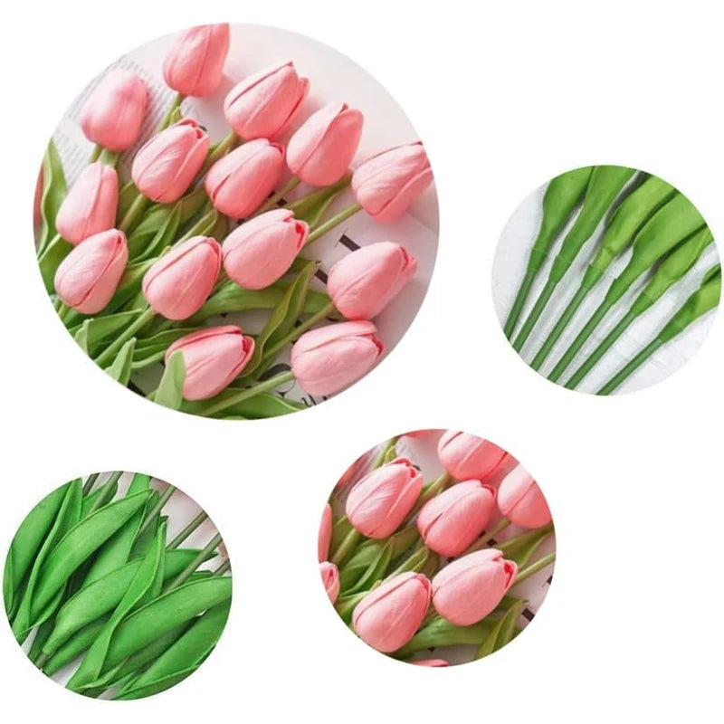 Real-Touch Künstlicher Tulpenstrauß – Realistische Dekorative Kunsttulpen für Zuhause Hochzeit Zimmer Vase & DIY-Blumenarrangements