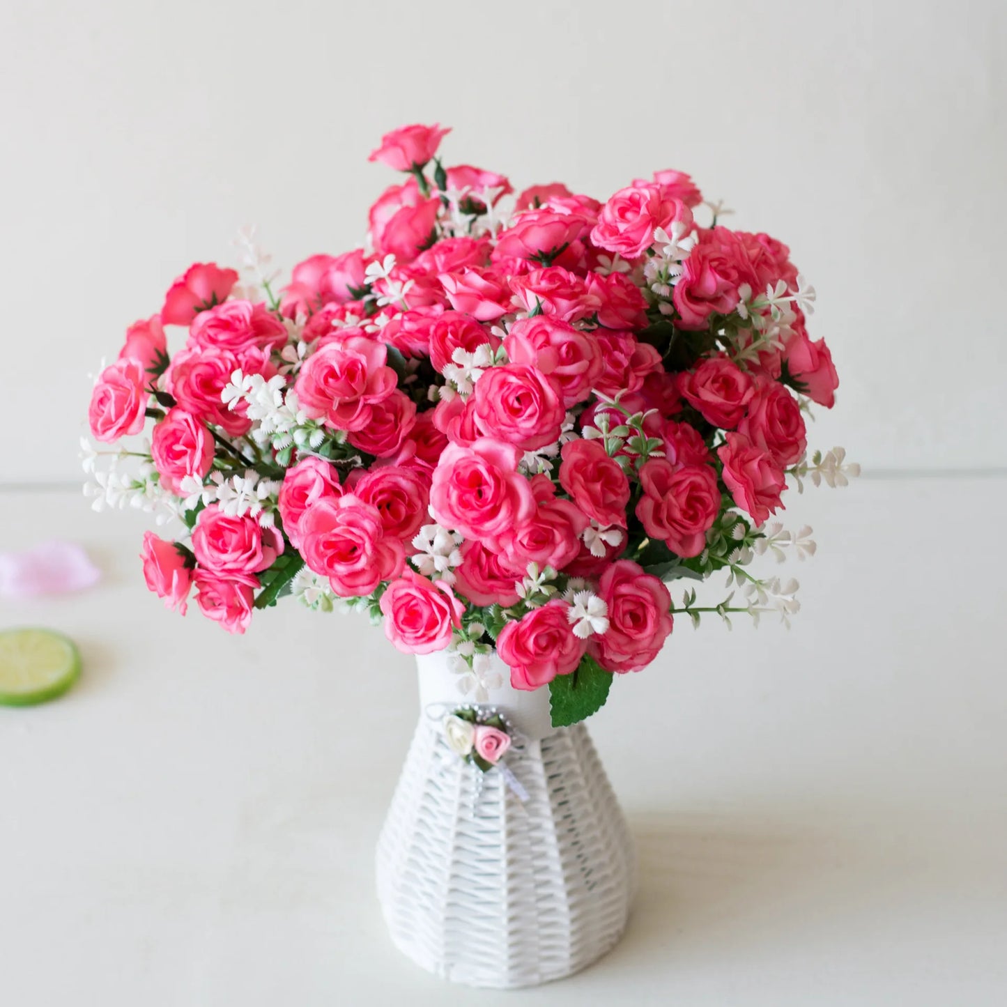 Künstlicher Mini-Rosenstrauß mit 15 Blüten – Dekorative Kunstblumen