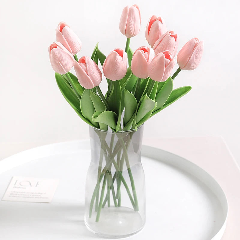 Real-Touch Künstlicher Tulpenstrauß – Realistische Dekorative Kunsttulpen für Zuhause Hochzeit Zimmer Vase & DIY-Blumenarrangements
