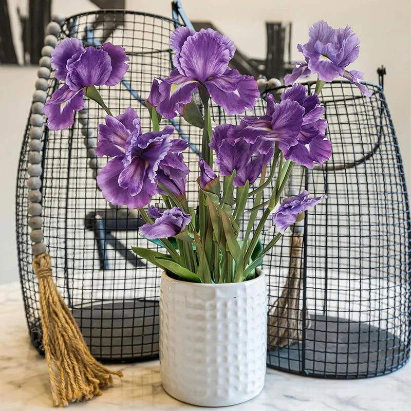 Künstlicher Seiden-Irisstrauß – Langstielige Dekoblumen