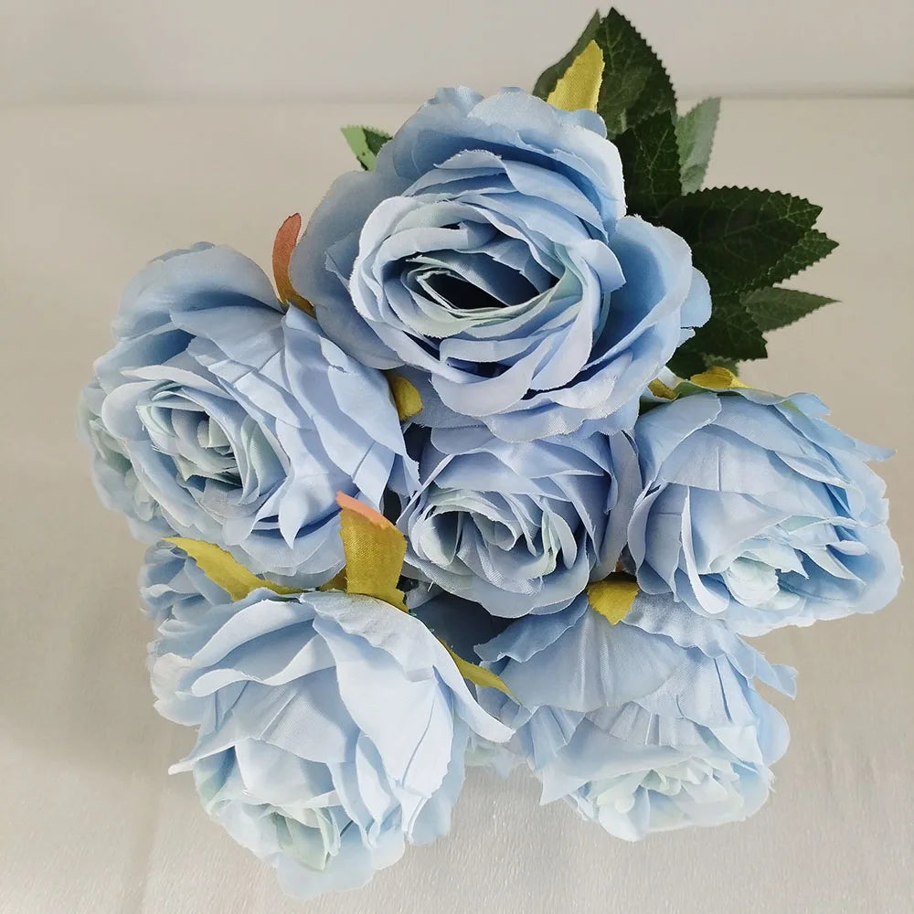 Künstlicher Rosenstrauß mit 9 Blüten – Romantische Dekoblumen