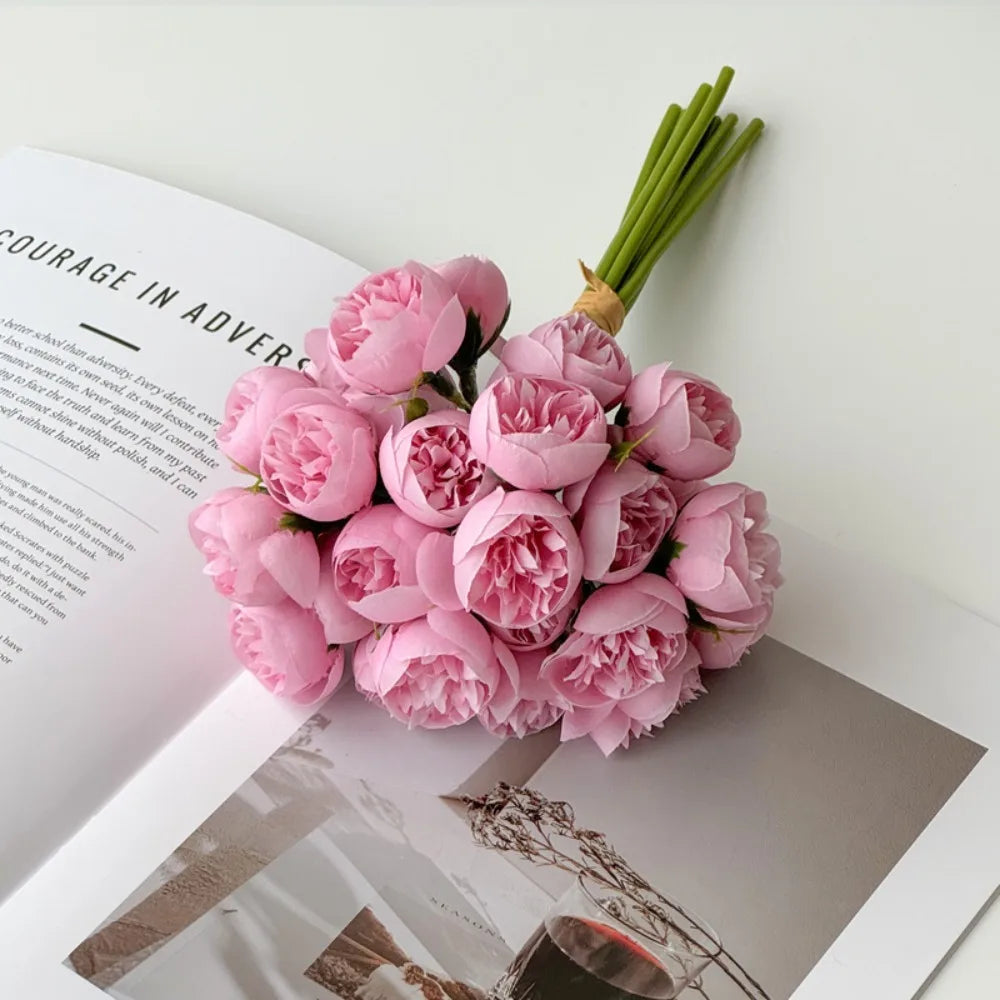 Künstlicher Rosenstrauß mit 27 Blüten – Vintage Dekoblumen