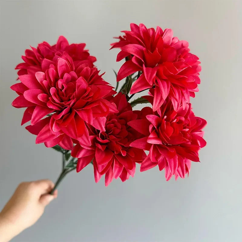 Künstlicher Dahlienstrauß mit 7 Blüten – Dekorative Kunstblumen