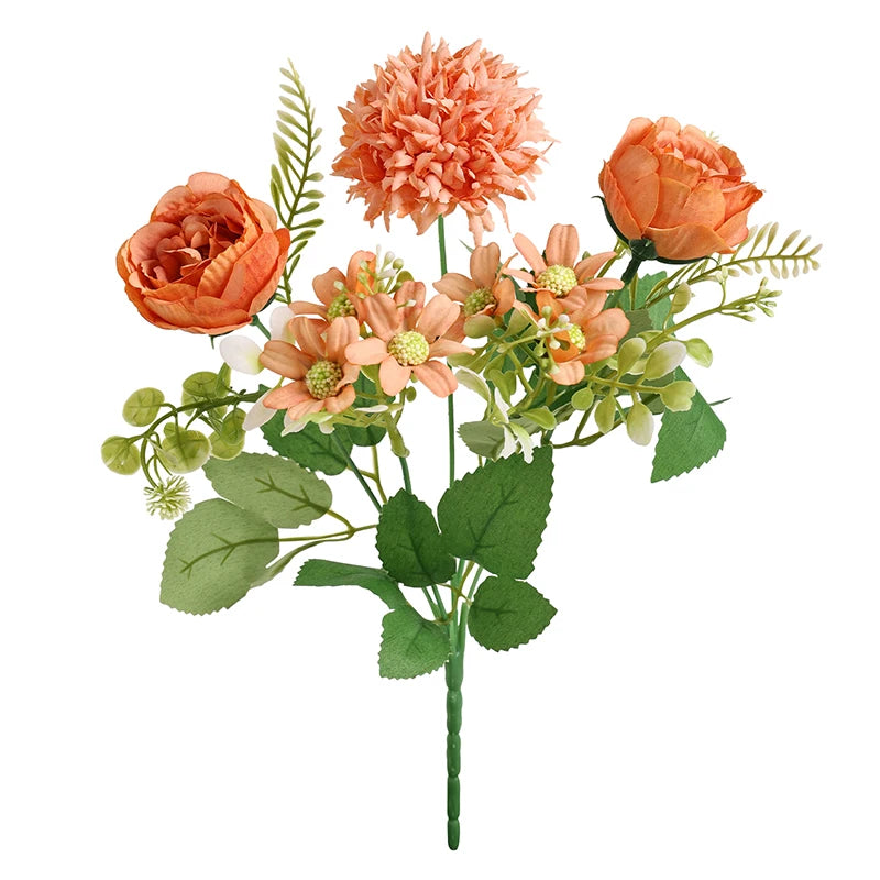 Künstlicher Pfingstrosen-Hortensien-Gänseblümchen-Strauß – Gemischte Dekoblumen