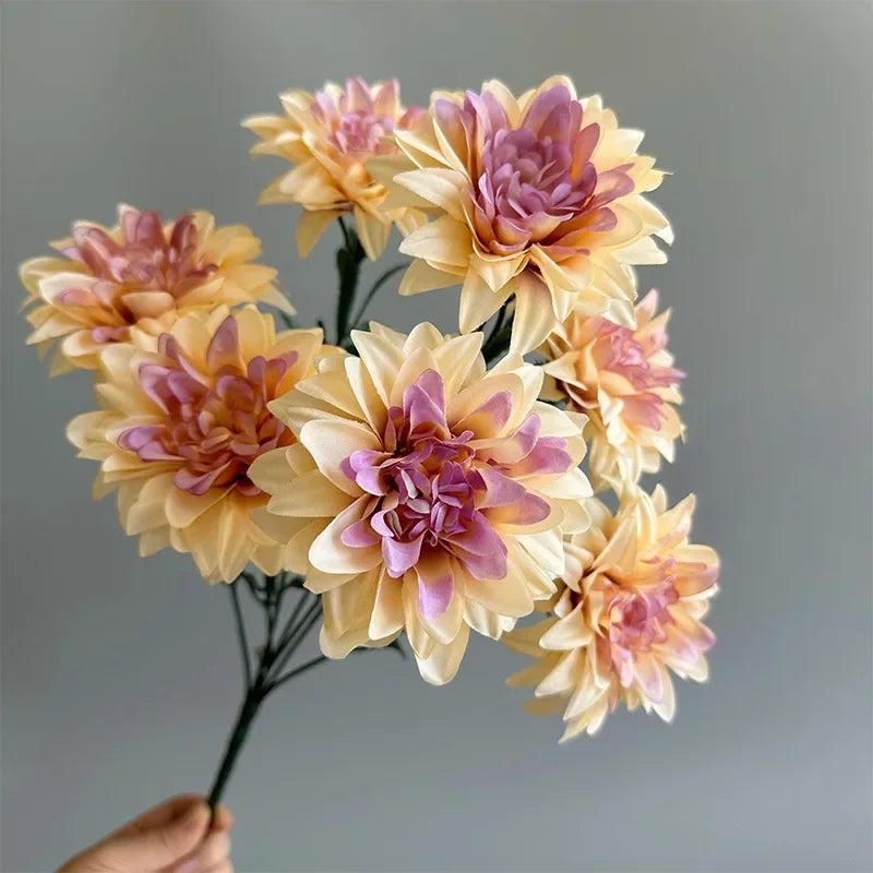 Künstlicher Dahlienstrauß mit 7 Blüten – Dekorative Kunstblumen