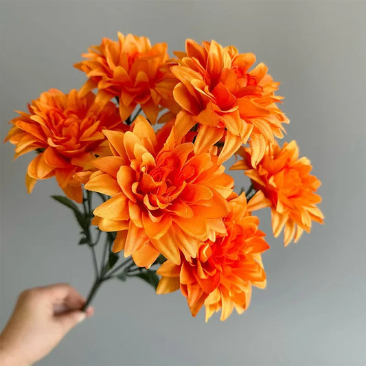 Künstlicher Dahlienstrauß mit 7 Blüten – Dekorative Kunstblumen