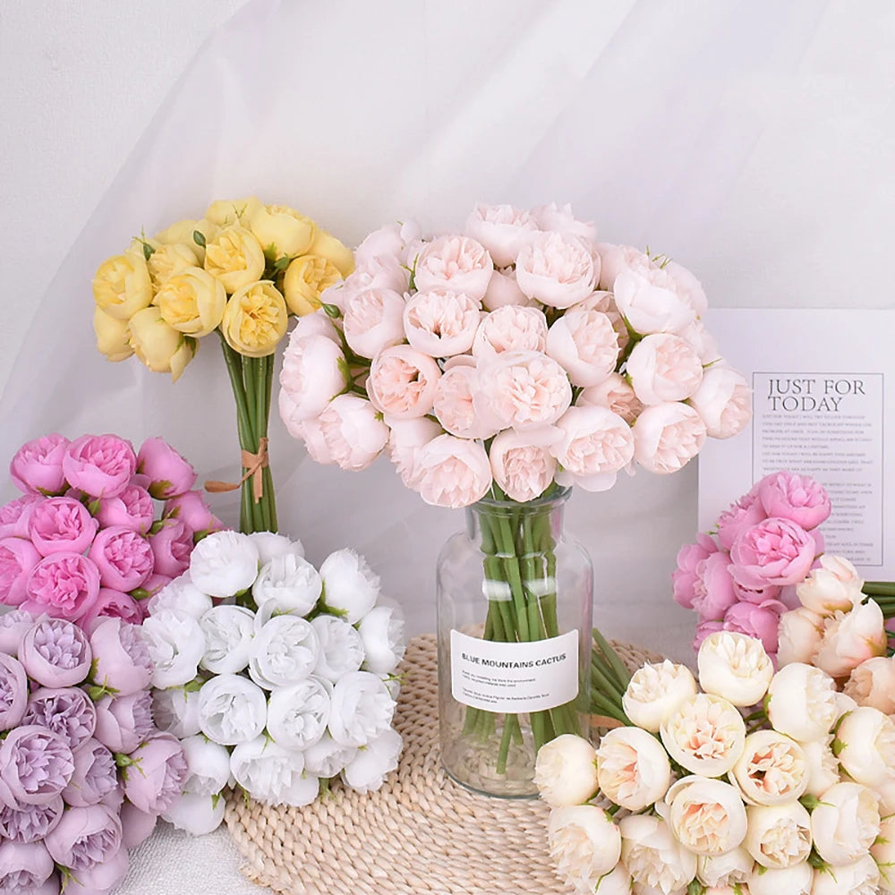 Künstlicher Rosenstrauß mit 27 Blüten – Vintage Dekoblumen