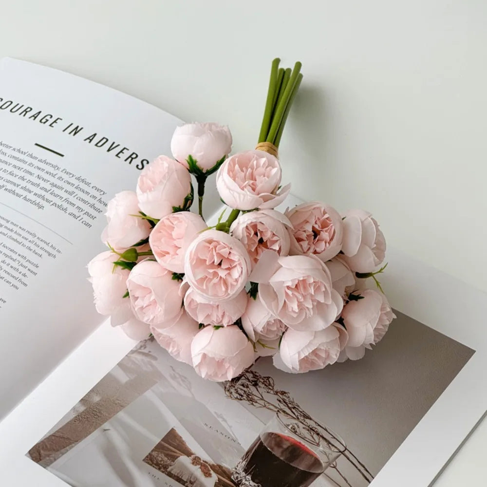 Künstlicher Rosenstrauß mit 27 Blüten – Vintage Dekoblumen