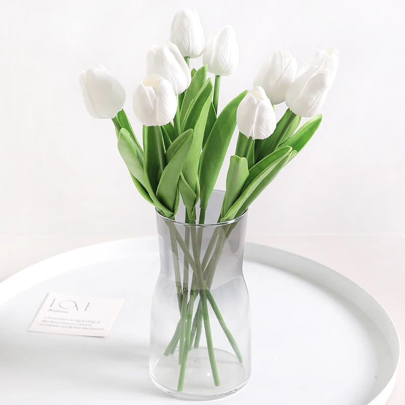 Real-Touch Künstlicher Tulpenstrauß – Realistische Dekorative Kunsttulpen für Zuhause Hochzeit Zimmer Vase & DIY-Blumenarrangements