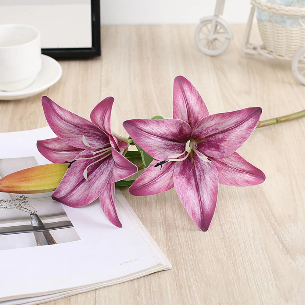 3D Künstlicher Lilienzweig – Realistische Weiße Dekoblumen