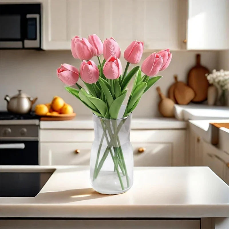 Real-Touch Künstlicher Tulpenstrauß – Realistische Dekorative Kunsttulpen für Zuhause Hochzeit Zimmer Vase & DIY-Blumenarrangements