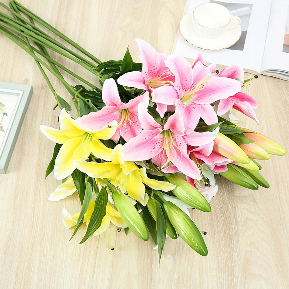 3D Künstlicher Lilienzweig – Realistische Weiße Dekoblumen