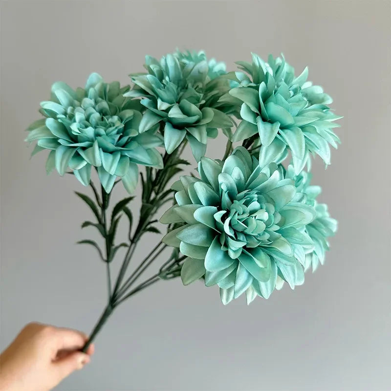 Künstlicher Dahlienstrauß mit 7 Blüten – Dekorative Kunstblumen